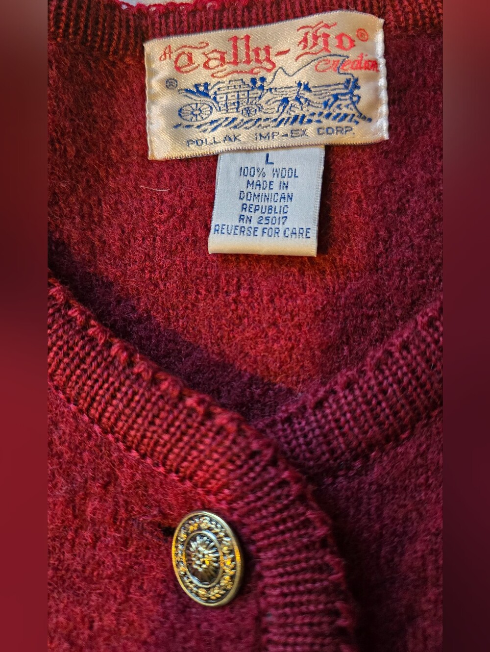 Tally Ho Vintage Wool Cardigan Large - Picture 3 of 7